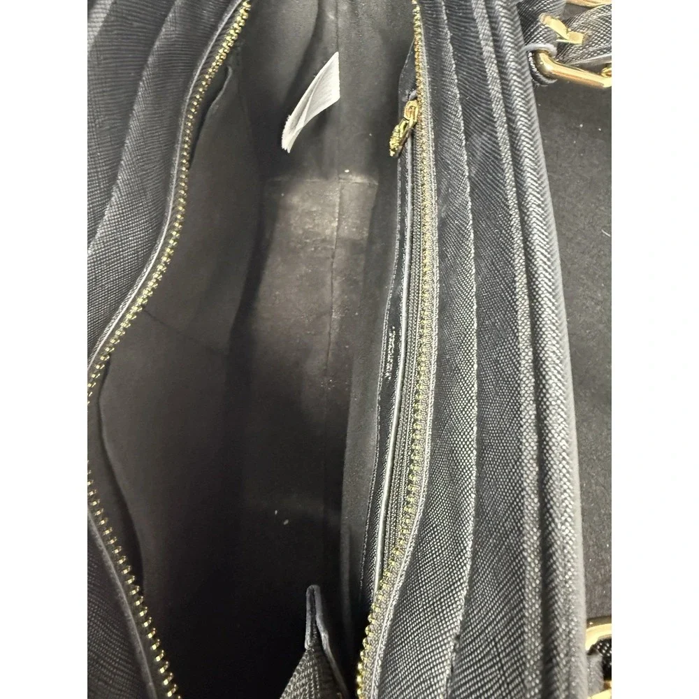 Orlandi Valentino Black Tote Handbag Gold Tone Logo Shoulder Bag Large Purse